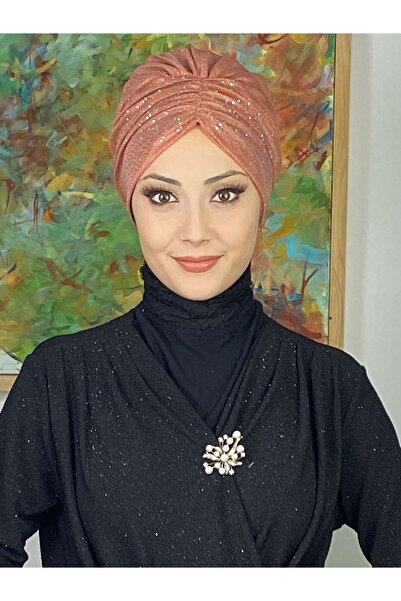 BUTİKAMBAR Sultan Model Somon Simli Büzgülü Dış Bone