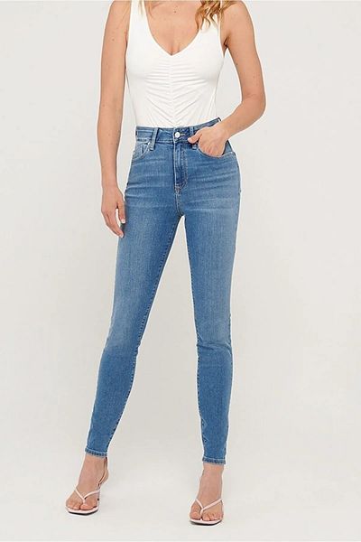 LİMABEL Candy Light Blue Allstar Ikon Gold Skinny Jeans Women's Washed Lycra