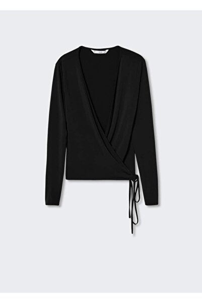 MANGO Woman T-shirt Wrap Cut V-Neck