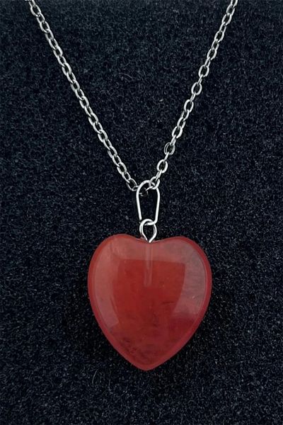 NehirTaş Certified Natural Stone Heart Necklace (Average 2 cm Length 2 cm Width)