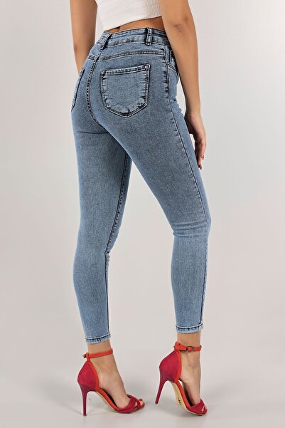 Ramrod Jeans Mavi Kar Yıkama Solmayan Skinny Jeans Toparlayıcı Kot Pantolon Dar Paça