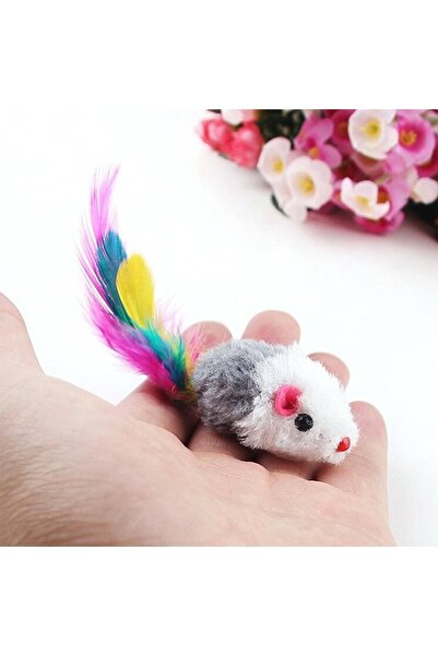 PATİLİDÜNYA 1 Adet Tüylü Fare Kedi Yavru Kedi Oyuncak Sahte Fare