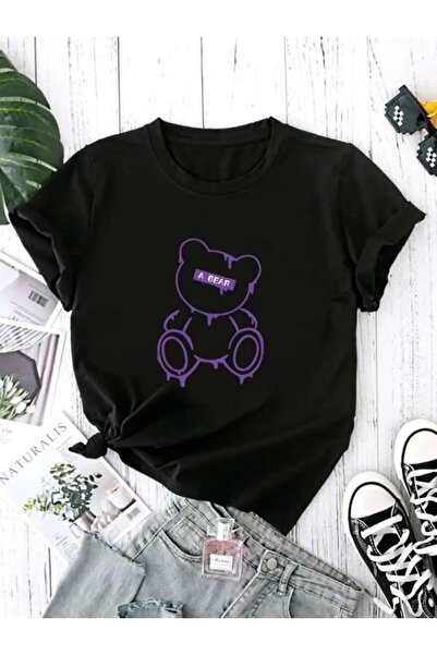 trendgar Μαύρο μπλουζάκι με στάμπα Bear