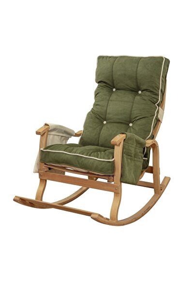 EVOKE Lüx Ahşap Çift Minderli Çift Cepli Sallanan Sandalye