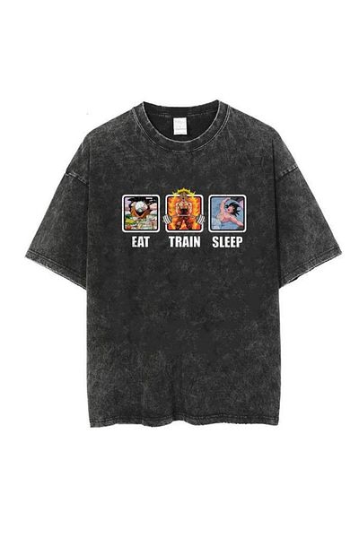 Touz My Vision Washable Eat Train Sleep Unisex Vintage T-shirt