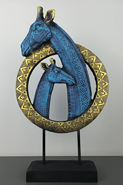 Euro Decora Dekoratif Zürafa Ve Yavrusu Büst Heykel Obje Biblo Hediyelik Eşya Süs Eşyası 42 X 25 Cm