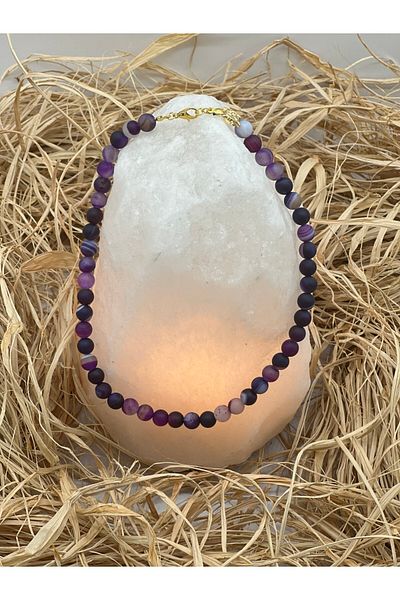 Hobimos 100% Natural Stone 8mm Necklace Amethyst Stone