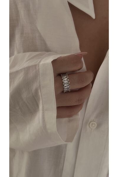Vi store Baget Taşlı Gümüş Kaplama Yüzük