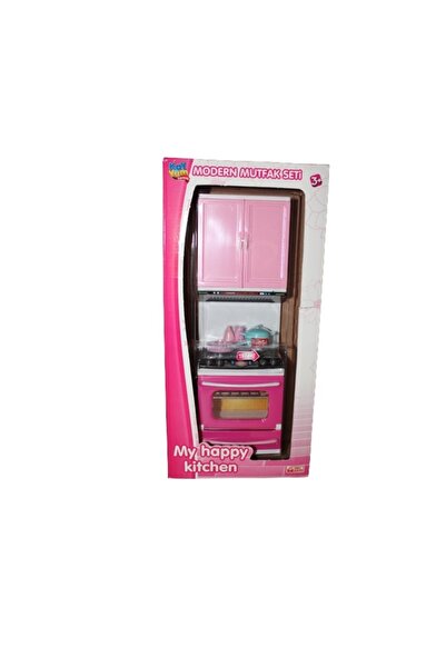 Kayyum Oyuncak طقم مطبخ وردي حديث مع فرن واحد وموقد 00016