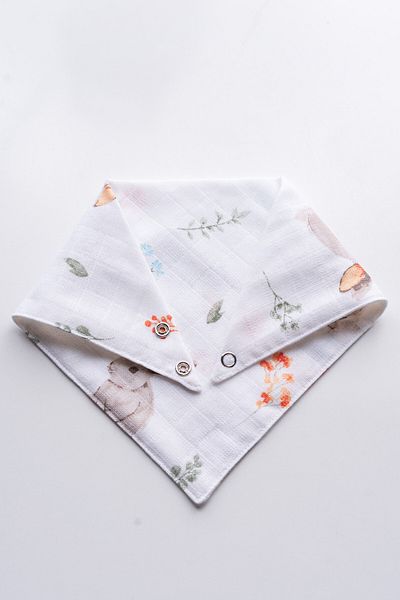 MyVera Double Layer Baby Drool and Scarf Set of 2 with Pacifier Strap and Muslin Fabric