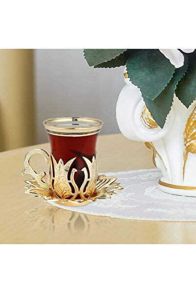 Elen Hediyelik طقم شاي Ahsen مطلي بالمعدن ذهبي