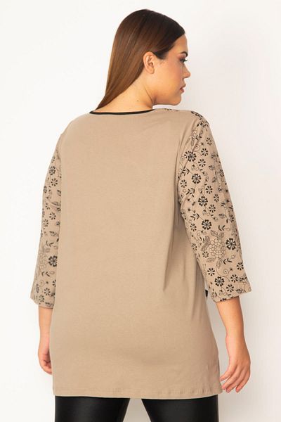 Şans Damen-Tunika aus Nerz-Baumwollstoff in Übergröße mit Taschendetail 65n35529