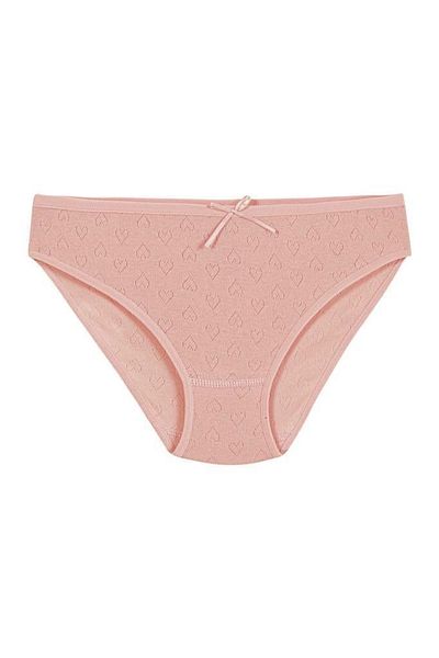 YILDIZ 12 Pieces Ribbed Heart Bikini Panties Powder 3573
