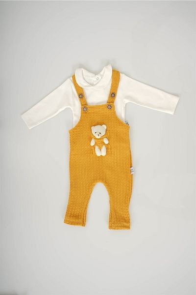 MİNİKO KİDS Unisex Teddy Bear Long Sleeve Badied Salopet Jumpsuit