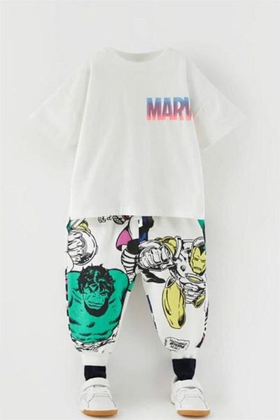 MİNİKO KİDS Baby Boy Marvel Printed Short Sleeve Cotton Shorts Set