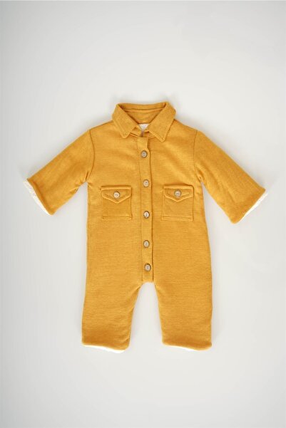 MİNİKO KİDS Unisex Buttoned Front Welsoft Jumpsuit with Fur Inside