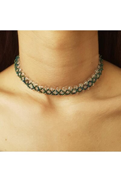 Handmade By HLY Handmade Transparent Green Detailed Color Choker Necklace