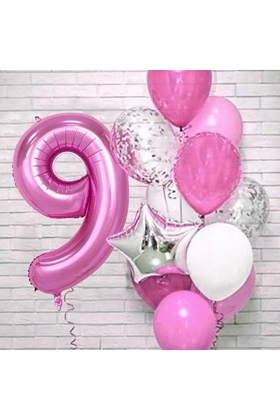 Mini Parti Mini Party Store Fuchsia Age Balloon Set 9