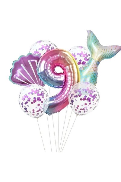 DÜVENCİ TİCARET Deniz Kızı Renkli Balon Set 9