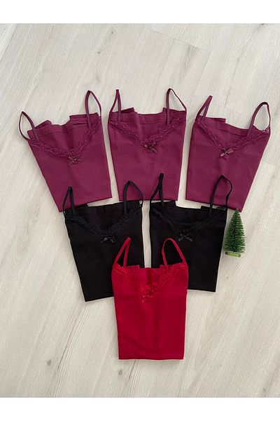 ParisTrend Women's 6-Piece Lace Cotton Combed Cotton Tank Top