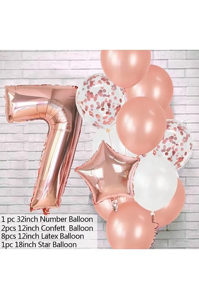 Mini Parti Mini Party Store Rose Gold Age Balloon Set 7