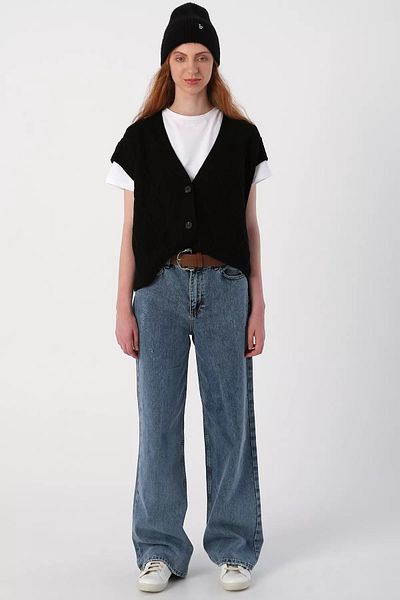 Ramrod numele tău Fading Medium Snow Wash Talie înaltă Pantaloni largi din denim Blugi Palazzo
