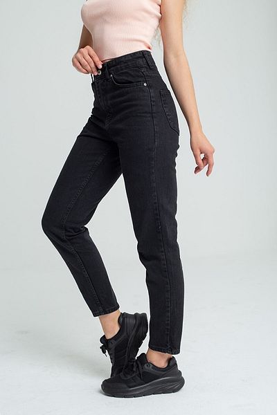 Trn JNS Μαύρο Colorfast Mom Jean Γυναικείο Boyfriend ψηλόμεσο παντελόνι Power Lycra
