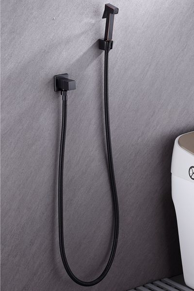 İSAOĞLU YAPI Black Drainer Set Including Spout Tap Black Şattaf Black Spout Tap Black Intermediate Tap