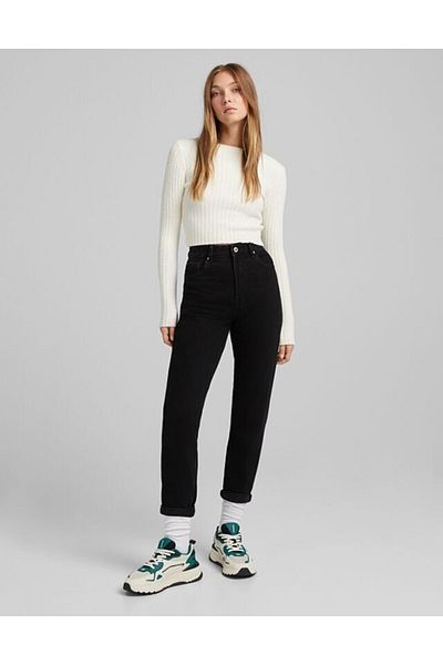 Trn JNS Carola Black Colorfast Mom Jean Γυναικείο Boyfriend ψηλόμεσο παντελόνι Power Lycra