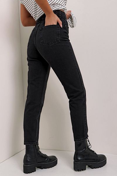 Trn JNS Crisann Μαύρο Fadeproof Mom Jean Γυναικείο Boyfriend Παντελόνι Lycra High Waist Power
