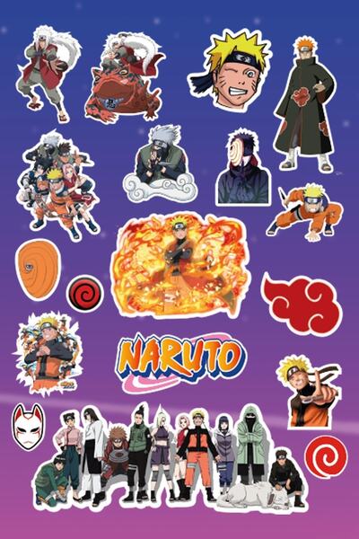 Anime Marketi Anime Naruto Sticker Seti (18 Adet)