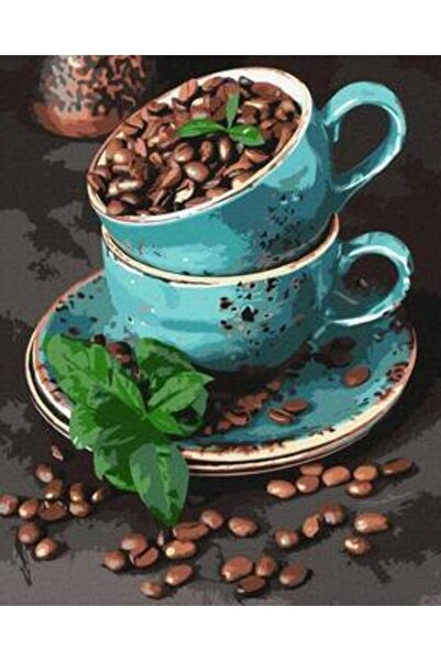 kendinyaphobi Sayılarla Boyama Seti Kasnaklı Mavi Fincanlar 50x65 Cm