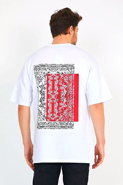 Keywest Muški 'fakelife' Prednja i zadnja strana Štampano Oversize kroj T-shirt