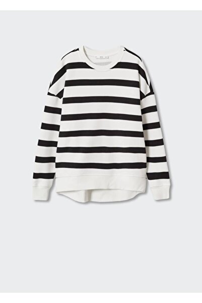 MANGO Woman Çizgili Koton Sweatshirt