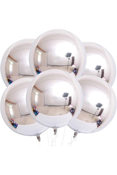 Patladı Gitti 4D Large Size Silver Globe Foil Balloon 22" Inch