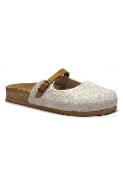 Uniqueqoop Παντόφλες Sofia Cork Sole από φυσικό μαλλί τσόχα