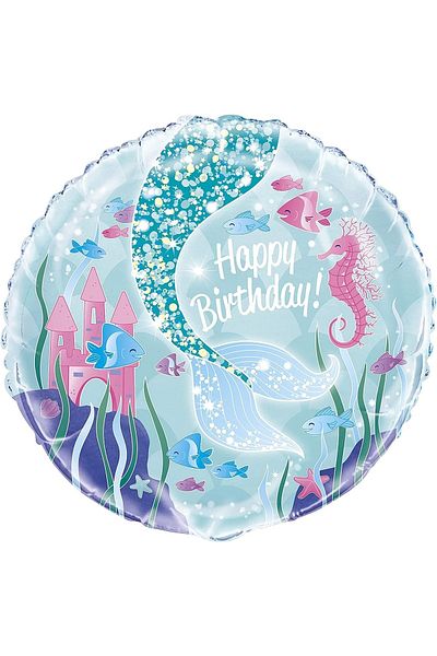 Patladı Gitti Mermaid Round Foil Balloon 18 Inch Model 2
