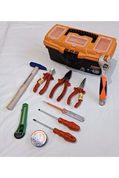 MOONSHOP 11 قطعة مجموعة إصلاح كماشة زردية طويلة الفكين مطرقة الجيب مفك التحكم القلم الضفدع مجموعة كاملة