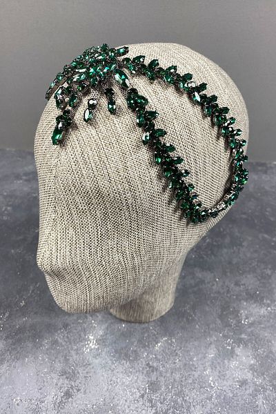 Hobigram Green Sema Headband Bridal and Henna Crown Αξεσουάρ μαλλιών – Κορώνα, Κρυστάλλινη Πέτρα, Κομψό Μοντέλο, Νυφικό Κορώνα – T