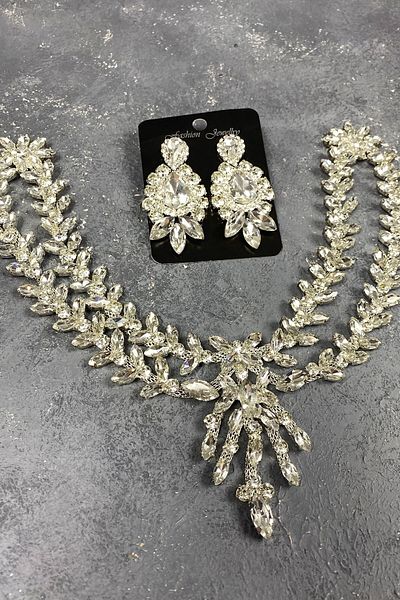 Hobigram Set de accesorii pentru păr și trei cercei cu coroană de henna de mireasă Sema argintie – Coroană, piatră de cristal – Coroană –