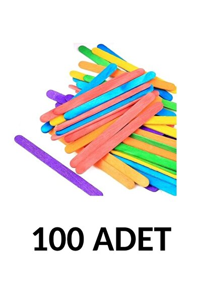 Puti 100 Adet Ahşap Renkli Dar Dil Çubuğu Abeslang Çubuğu Dar