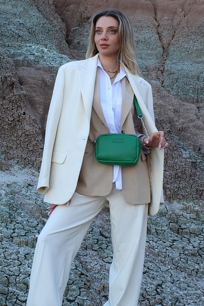 NOTHING Geantă de umăr și crossbody pentru femei cu mini curea cu lanț verde - Leo