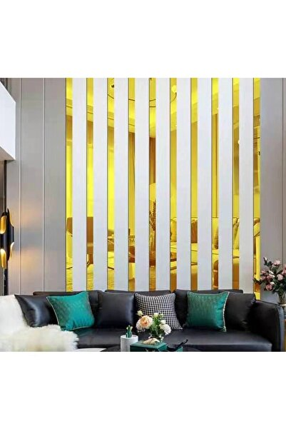 KÜPREKLAM Dekoratif Şerit Gold Ayna Pleksi Duvar Süsü 2.5x100cm ( Yapışkanlı )