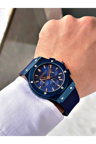 Navimarine Navy Blue Color Silicone Strap Men's Wristwatch Bracelet with Gift