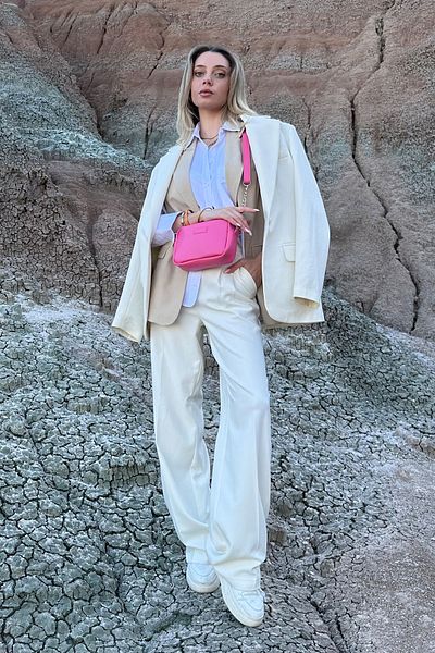 NOTHING Geantă de umăr și crossbody pentru femei cu mini curea cu lanț fucsia - Leo