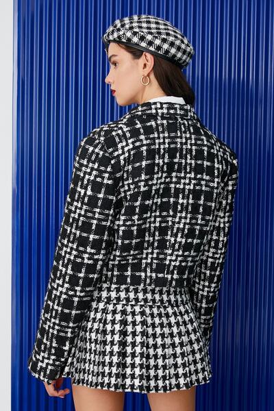 Koton Dámská černá kostkovaná bunda 3WAK50231UW