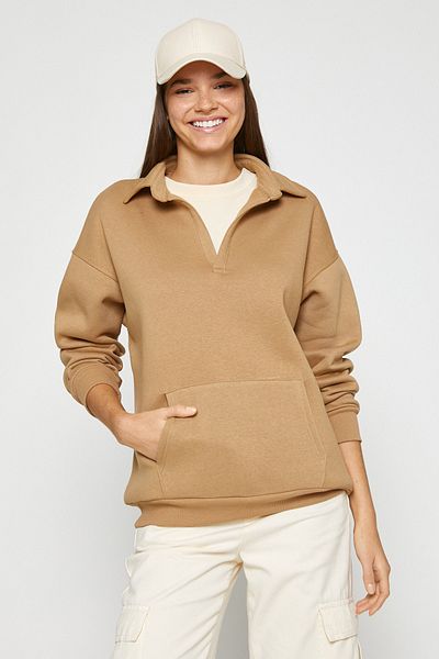 Koton Women's Beige Sweatshirt 3WAL10692IK