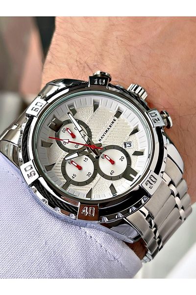 Navimarine Silver Color Steel Strap Men's Wristwatch Bracelet Gift