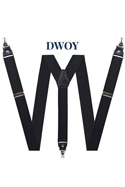 DWOY Curea neagră pentru pantaloni conectată din piele