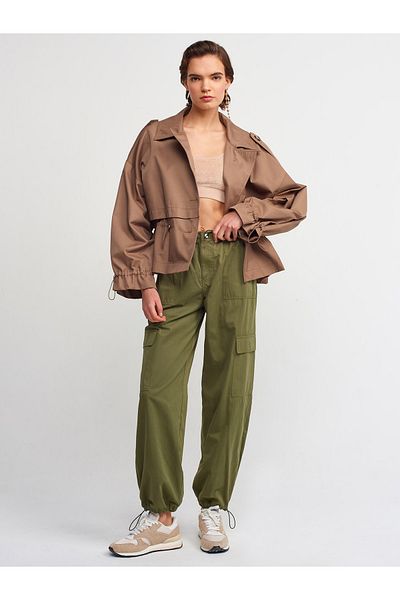 Dilvin 70416 Soft Textured Jogger Trousers-khaki